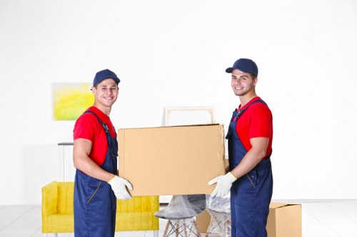 Packing supplies and labeled boxes for moving
